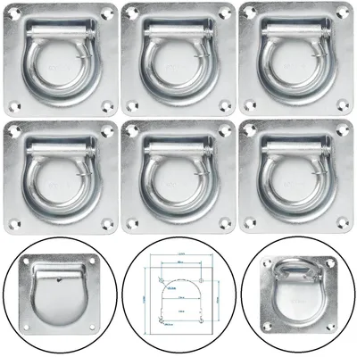 Produktbild von 6x Zurr-Ring 132x142 Zurröse 800daN Zurrmulde Lochabstand 85x85 Einbauzurrmulde