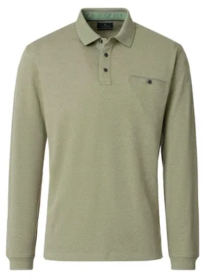 Produktbild von CasaModa Übergröße Langarm-Poloshirt hellgrün melange