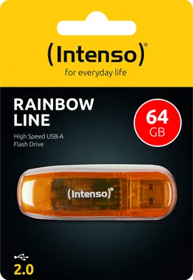 Zdjęcie produktu dla Intenso 3502490 Pamięć USB 2.0 Rainbow LINE 64 GB - Pomarańczowy