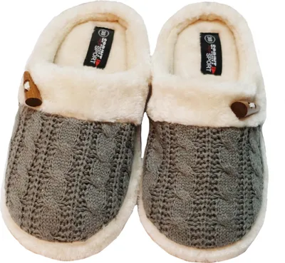 Produktbild von Damen Pantoffeln, Warme Plüsch Hausschuhe Indoor rutschfeste Slippers Grau  Gr. 36