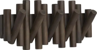 Produktbild von Umbra Picket Garderobenhaken Wandgarderobe, 5 Klapphaken, Walnuss