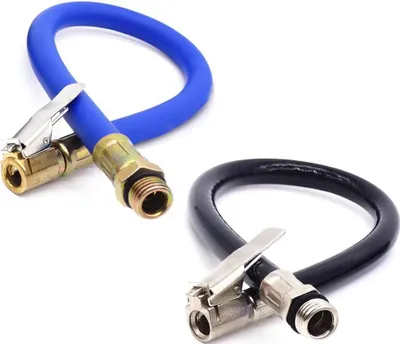 Produktbild von 2 Stück Reifenfüllschlauch, Schwarz und Blau, 12,5 mm Ventilverlängerung Autoventiladapterschlauch Reifenfüllschlauch Ersatzschlauch für Luftpumpe