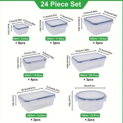 Produktbild von Frischhaltedosen mit Deckel,24teilige Tupperdosen , Küche Meal Prep Boxen 100% Auslaufsicher, BPA-Frei Frischhaltedose für Mikrowellen und Kühlschrank