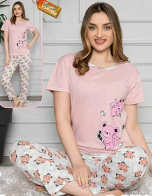 Produktbild von Damen Pyjama Schlafanzug Hellrosa XXL Kurz 2-Teiler Set A-52
