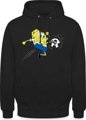 Produktbild von Spreadshirt Spongebob Schwammkopf Kickt Einen Fußball Uni Hoodie, 3XL, Schwarz