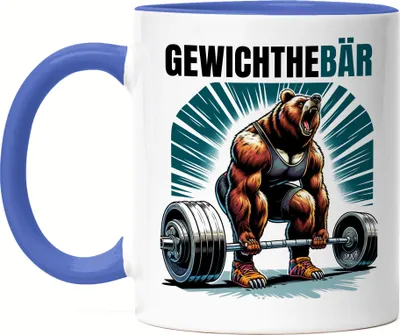 Produktbild von Gewichthebär Bären Tasse Blau - Lustiges Gym Präsent