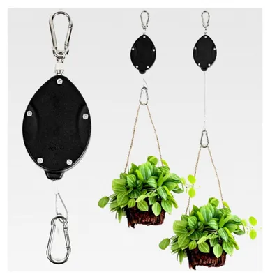 Produktbild von 3er-Set Einziehbare Pflanzenhänger für Blumenampeln und Pflanzen-Wandhalterungen mit Automatischer Verriegelung und Verstellbarem Haken