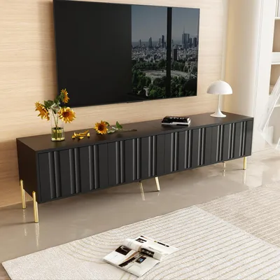 Immagine prodotto di MODFU Mobiletto TV Lowboard per TV da 90 pollici, tavolo TV, mobile per soggiorno e sala da pranzo, nero
