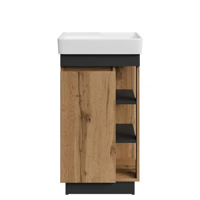 Produktbild von Planetmöbel NYX Badmöbel Waschtisch mit Unterschrank 45 x 85,9 x 42 cm Wotan Eiche/Anthrazit