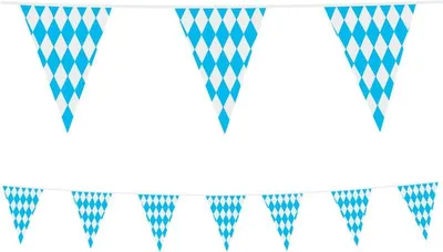 Produktbild von XL Wimpel Girlande aus Folie Bayrisch Blau und Weiß 10 Meter