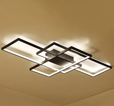 Produktbild von LED moderne Deckenleuchte, mit Fernbedienung, Stufenlos Dimmbar, CCT-Steuerung, Esszimmer und Schlafzimmer Schwarz