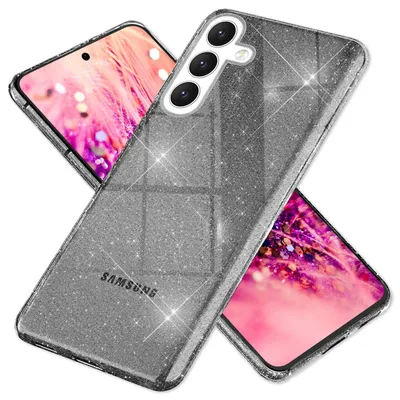 Produktbild von NALIA Glitzernde Schutzhülle für Samsung Galaxy S24 Plus Hülle, Durchsichtige Silikon Handyhülle mit Diamant Pailletten Schwarz