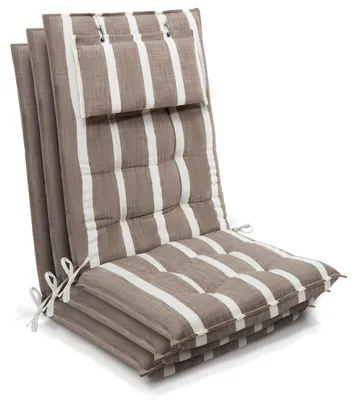 Produktbild von Beautissu 3er Set Sun-HL Hochlehner Auflage 120x50x8cm Beige-Weiß-Gestreift