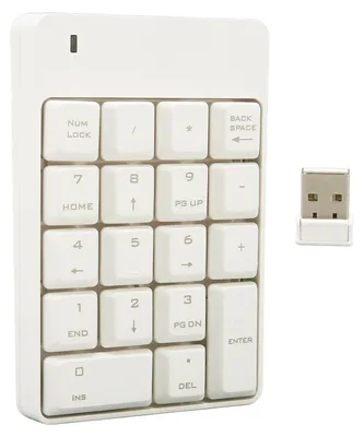 Imagen del producto de Teclado numérico inalámbrico SK 51AG de 2.4 GHz, con 18 teclas, tecnología de pulsación suave, conexión USB. Ideal para el hogar, el trabajo y la oficina. Color blanco