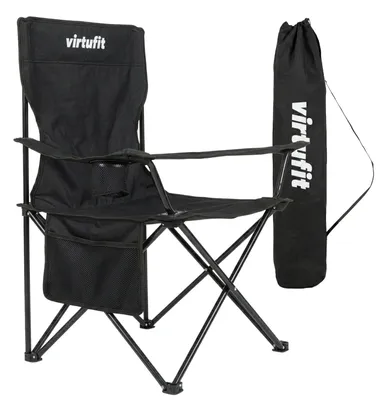 Produktbild von VirtuFit Faltbarer Campingstuhl, schwarz, mit Getränkehalter
