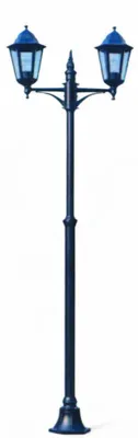 Image de Lampadaire de jardin noir, hauteur 230 cm, avec deux lampes à verre transparent, IP44, en aluminium pour l'extérieur, 2 x 100 W