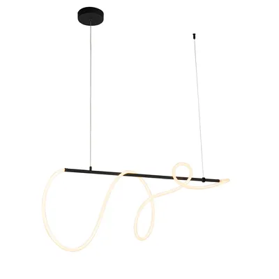 Produktbild von QAZQA - Design Design-Hängelampe I Pendellampe I Pendelleuchte schwarz inkl. LED 3-stufig dimmbar - Danisha Dimmer I Dimmbar I Wohnzimmer I Schlafzimmer - Stahl Länglich - I (nicht austauschbare) LED