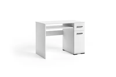 Produktbild von Schreibtisch FINO I mit Schublade und Tür, Computertisch mit Stauraum, Bürotisch für Homeoffice, Arbeitstisch für Büro und Jugendzimmer, Moderner Weiß