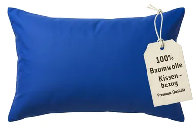 Produktbild von Kissenbezug 40x80 cm Blau | 100% Baumwolle | Atmungsaktive PREMIUM Kissenhülle mit verdecktem Reißverschluss