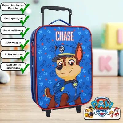 Produktbild von Paw Patrol Trolley Koffer 12 L Jungen Handgepäck Kinder Kinderkoffer Reisekoffer Spielzeug Kindertrolley Innenmaße: 40 x 30 x 10 cm