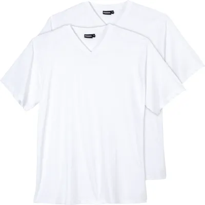 Produktbild von 2er Pack V-Neck T-Shirt weiß Adamo Übergröße