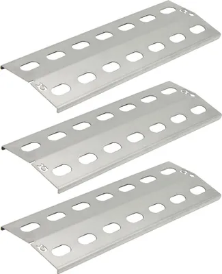 Produktbild von "Grillclub" 3 x Edelstahl Gasgrill 39,5 x 15 cm / 1,5 mm starkes Material / Flammenverteiler Brennerabdeckung Flammblech