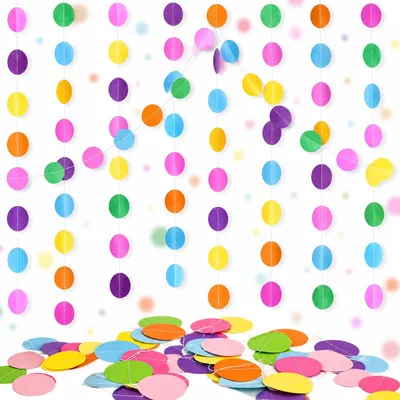 Regenbogen-Papiergirlande, 132 Teile, 12 m, bunte Deko