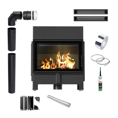 Produktbild von Kamin KRATKI ZIBI ECO 9,9 kW Ø 180 mit schwarzer Verkleidung