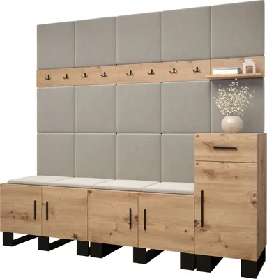 Produktbild von Garderobe ARTIN Set 8 mit gepolsterten Paneelen Industrial Design