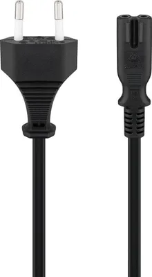 Immagine prodotto di Goobay 59567 Cavo di collegamento con spina Euro, 1,3 m, nero, (2×0,75 mm²), 1,3 m - Spina Euro (tipo C, CEE 7/16) > Presa C7