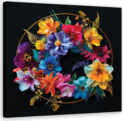 Produktbild von Leinwandbild Bukiet Kolorowych Kwiatów 40x40 Feeby Bunt bild für die wand bereit zum aufhängen