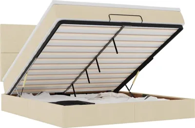 Produktbild von vidaXL Ottoman-Bett mit Matratze & LEDs Creme 180x200 cm Stoff