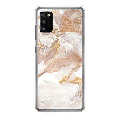 Produktbild von MuchoWow® Handyhülle Schutzhülle Hülle für Samsung Galaxy A41 Wasserfarbe - Gold - Braun Silikon Softcase Handy Hülle - Mobiltelefon