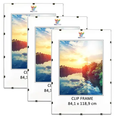 Obrázek produktu pro MG Design, sada 3 kusů rámečků A0, 84,1 x 118,9 cm – bez rámu, s akrylovým sklem a zadní stranou z HDF, vhodné pro fotografie/plakáty/puzzle, možnost vertikálního i horizontálního zavěšení