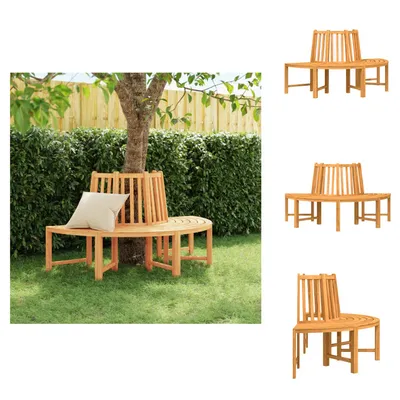 Image de vidaXL Banc d'arbre semi-circulaire Ø160 cm Bois massif Teck -  Bancs de jardin
