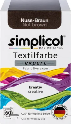 The image shows the packaging of a fabric dye product.