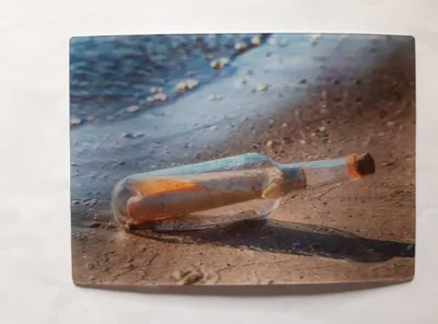 Produktbild von 3 D Ansichtskarte Flaschenpost, Postkarte Wackelkarte Hologrammkarte, Strand Meer Sand