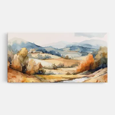 Produktbild von ARTHUB® Leinwandbild 40x80 cm, Blue Orange Autumn | Wohnzimmerdekoration, Hängende Bilder, Wanddekoration, Heimdekoration, Landschaften, Herbst