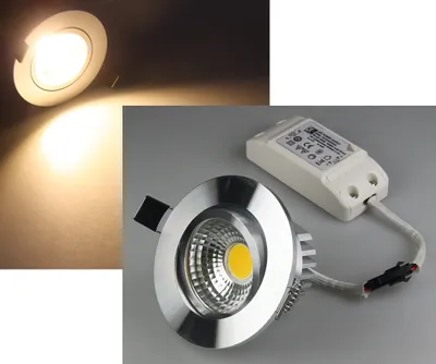 Obrázok produktu pre ChiliTec LED vstavané svetlo COB-3, 3W, 250lm ALU, 3000K, 90°, Ø85xD47mm, chrómový rám