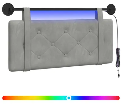 Produktbild von Hängendes Kopfteil Mit LED Licht Hellgrau Samt