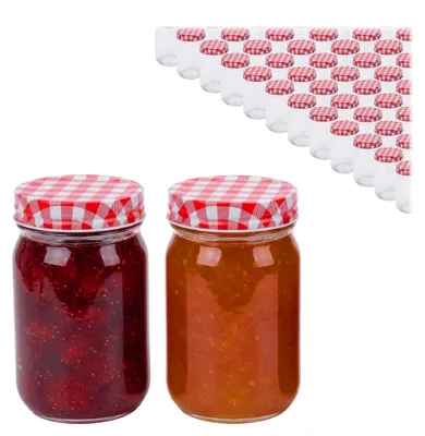 Productafbeelding van Relaxdays inmaakpotten, set van 50, 400 ml, afsluitbare deksels, geschikt voor inmaken, grote jam potten, transparant