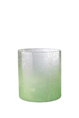 Produktbild von Teelichthalter aus Crush Glas groß grün mit Farbverlauf