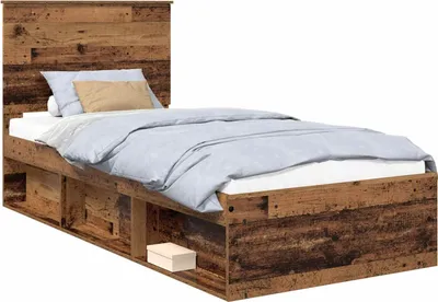 Image de vidaXL Cadre de lit en vieux bois 90 x 200 cm Pin massif
