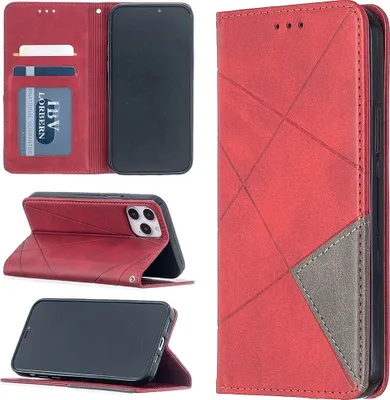 Produktbild von Mobigear Rhombus Slim iPhone 12 Pro Hülle Klapphülle - Rot