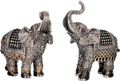 Produktbild von 2 Elefanten Dekofiguren asiatische Tierfiguren je 16 cm