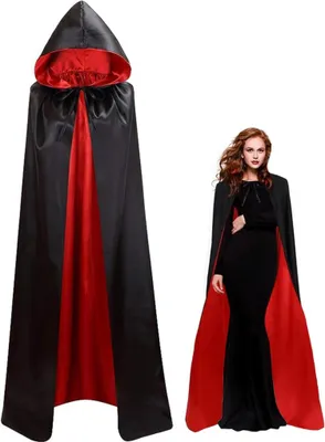Obrázek produktu pro YIMOJOY Halloweenská upíří pláštěnka pro dospělé saténová s kapucí 150CM/170CM dámská - XL