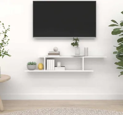 Produktbild von "2026 Promotion" Hängeregal moderne, TV-Wandregal, Weiß 125x18x23 cm Holzwerkstoff - Hängeregal CC27245