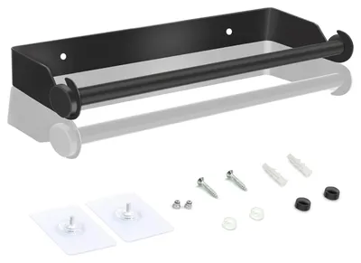 Produktbild von Küchenrollenhalter aus Edelstahl, schwarz, zur Wandmontage, selbstklebend oder zum Anbohren, für Küche, Schrank, Badezimmer, Spüle