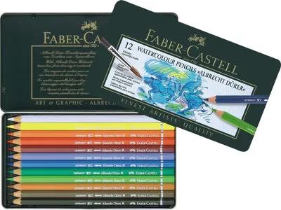 Produktbild von Aquarellfarbstifte -Albrecht Dürer- 12 Stifte im Metalletui Packung mit 3 Stück