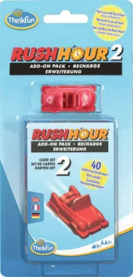 The image shows the retail packaging for a Rush Hour 2 add-on pack, including a red toy car and cards.